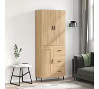 ZQQLVOO Buffet Haut Gris Béton 69,5x34x180 cm en Bois d'Ingénierie avec Grand Espace de Rangement et Portes Pratiques, Structure Durable et Pieds en Métal pour Stabilité, Idéal