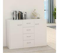 ZQQLVOO Buffet minimaliste blanc 88 x 30 x 65 cm en bois avec 4 tiroirs et 2 portes, espace de rangement pour appareils multimédias et livres, plateau de table stable pour décoration
