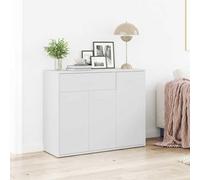 ZQQLVOO Buffet minimaliste blanc 88 x 30 x 70 cm en bois avec 1 tiroir et 3 portes - Commode de rangement robuste pour livres et appareils multimédias, plateau supérieur stable