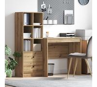 ZQQLVOO Bureau avec espace de rangement en chêne Artisan Engineered Wood, 5 compartiments dont 2 tiroirs et 4 étagères intégrées pour une organisation optimale, construction anti-rayures