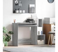 ZQQLVOO Bureau d'ordinateur gris en bois avec deux étagères et surface mate pour bureau et salle d'étude, bureau, poste de travail