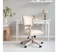 ZQQLVOO Chaise de bureau, de course, ergonomique, pivotante, beige, lin