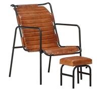 ZQQLVOO Chaise de lecture - Chaise de télévision - Chaise de maquillage - Chaise de jardin - Fauteuil de relaxation avec repose-pieds - Marron - En cuir véritable - Convient pour salon, chambre à