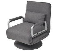 ZQQLVOO Chaise de lecture - Fauteuil TV confortable - Fauteuil club - Salon - Chaise pivotante et canapé-lit - Tissu gris foncé - Convient pour le salon, la chambre à coucher, la salle à manger