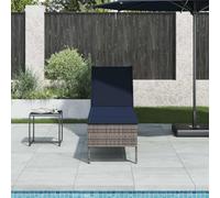 ZQQLVOO Chaise longue avec coussin, gris, 55 x 200 x 44 cm, rotin synthétique, dossier réglable, mobilier de jardin résistant aux intempéries en rotin polyéthylène avec cadre en acier et housse