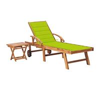 ZQQLVOO Chaise longue avec table et coussin en bois massif teck - Chaise longue de jardin - Meubles d'extérieur - Convient pour jardin, terrasse, arrière-cour, côté piscine