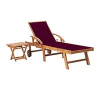 ZQQLVOO Chaise longue avec table et coussin en bois massif teck - Chaise longue de jardin - Meubles d'extérieur - Convient pour jardin, terrasse, arrière-cour, côté piscine