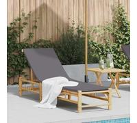 ZQQLVOO Chaise longue classique avec coussin en bambou 55 x 199 x 30 cm, dossier réglable et coussin rembourré pour jardin, terrasse ou piscine, résistant à l'eau