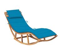 ZQQLVOO Chaise longue en bois - Chaise longue de jardin - Chaise longue à bascule avec coussin - En teck massif - Chaise longue de jardin pour terrasse, terrasse et piscine