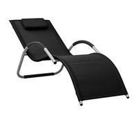 ZQQLVOO Chaise longue en textilène noir et gris - Chaise longue de jardin - Meuble d'extérieur - Convient pour jardin, terrasse, arrière-cour, côté piscine