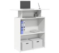 ZQQLVOO Comptoir de réception blanc 100 x 40 x 104 cm en bois avec comptoir intégré et étagère pour bureau, lobby, pratique