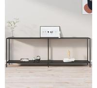 ZQQLVOO Console en verre trempé et acier revêtu par pulvérisation, table de rangement stable avec plateau inférieur pour le salon et le couloir, facile à nettoyer