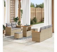 ZQQLVOO Ensemble de canapé de jardin 8 pièces avec coussins beiges en rotin synthétique résistant et acacia pour terrasse, balcon. Cet ensemble de meubles d'extérieur modulaires offre une assise
