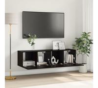 ZQQLVOO Ensemble de meubles TV, en chêne noir, petit meuble TV, console avec tiroirs, buffet suspendu, meuble TV