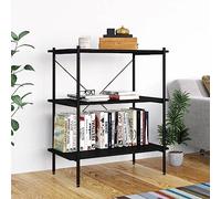 ZQQLVOO Étagère à 3 étagères, noire, 80 x 40 x 92 cm, rangement DVD + étagère CD, pour chambre à coucher, étagère décorative, étagère autoportante