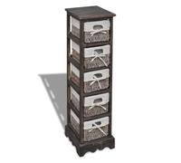 ZQQLVOO Étagère en bois avec 5 paniers marron, armoire d'appoint robuste pour le rangement, meuble décoratif de style maison de campagne avec support mural