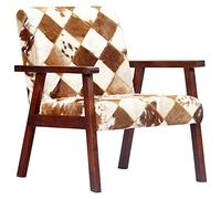 ZQQLVOO Fauteuil en cuir de chèvre véritable blanc et marron - Fauteuil TV relaxant - Chaise de bureau pour chambre à coucher, salon, bureau