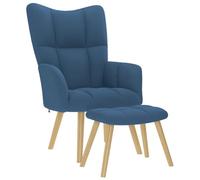 ZQQLVOO Fauteuil relax avec tabouret en tissu bleu - Fauteuil à oreilles avec tabouret - Table de maquillage pour l'intérieur et le bureau