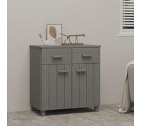 ZQQLVOO Hamar Buffet décoratif en pin massif avec 2 portes et 2 tiroirs pour espace de rangement, 79 x 40 x 80 cm, gris clair