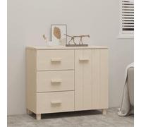 ZQQLVOO Hamar Buffet en bois massif marron miel 90 x 40 x 80 cm Commode avec 1 porte et 3 tiroirs | Solution de rangement stable | Plateau supérieur décoratif pour articles de décoration | Robuste