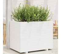 ZQQLVOO Jardinière blanche pour terrasse, terrasse, 90 x 60 x 72 cm, en bois de pin massif