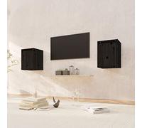 ZQQLVOO Lot de 2 armoires murales murales - Armoire murale - Armoire de salle de bain - Armoire de cuisine - Meuble de salle de bain - Noir - 30 x 30 x 40 cm - Bois massif de pin