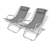 ZQQLVOO Lot de 2 chaises longues - En acier gris - Pour l'extérieur, le jardin, la terrasse, l'arrière-cour, le côté piscine