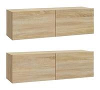 ZQQLVOO Lot de 2 étagères de rangement pour salon, table TV, bibliothèque, chambre à coucher, salon, meuble TV en chêne Sonoma 100 x 30 x 30 cm, matériau en bois, convient pour le salon, la chambre à