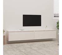 ZQQLVOO Lot de 2 étagères murales de cuisine - Étagère murale de salle de bain - Blanc - 100 x 30 x 35 cm - Bois massif de pin pour salon, cuisine, bureau, salle de bain