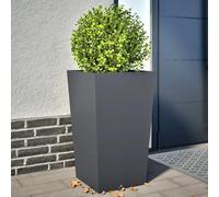 ZQQLVOO Lot de 2 pots de fleurs anthracite pour terrasse, 45 x 45 x 75 cm, acier