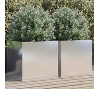 ZQQLVOO Lot de 2 pots de fleurs argentés pour extérieur, terrasse, 49 x 47 x 46 cm, en acier inoxydable