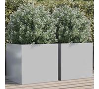 ZQQLVOO Lot de 2 pots de fleurs, argentés, pour terrasse, intérieur, 49 x 47 x 46 cm, en acier galvanisé
