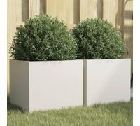 ZQQLVOO Lot de 2 pots de fleurs, blancs, pour terrasse, jardin, 32 x 30 x 29 cm, en acier