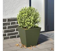 ZQQLVOO Lot de 2 pots de fleurs stables sans trous de drainage - En acier - Pour jardin et balcon - Avec protection contre les mauvaises herbes et les parasites - Vert olive - 30 x 30 x 30 cm