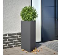 ZQQLVOO Lot de 2 pots de fleurs triangulaires anthracite pour terrasse et intérieur - 40 x 34,5 x 70 cm - Acier