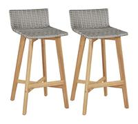 ZQQLVOO Lot de 2 tabourets de bar hauts en bois d'acacia massif pour comptoir de bar, cuisine, bar, cuisine, montage facile