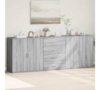 ZQQLVOO Lot de 3 buffets gris en bois Sonoma avec espace de rangement et stabilité pour le salon, idées de rangement et solutions d'organisation
