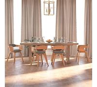 ZQQLVOO Lot de 6 chaises de cuisine, de salon, d'appoint, de salle à manger, de salle à manger, de salon, gris clair, en bois d'événement et tissu