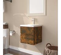 ZQQLVOO Meuble de lavabo avec bac encastrable en bois de chêne fumé