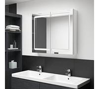 ZQQLVOO Meuble sous lavabo - Meuble sous lavabo - Armoire à miroir LED pour salle de bain - Blanc brillant - 80 x 12 x 68 cm