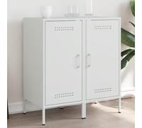 ZQQLVOO Meuble TV 2 pièces Noir 68x39x50,5 cm en Acier Industriel, Buffet de Rangement Robuste avec Porte Pratique et Pieds réglables, Armoire métallique pour Salon ou Chambre,