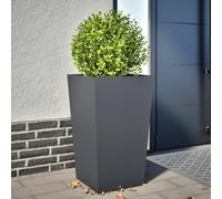 ZQQLVOO Pot à plantes, anthracite, pour terrasse, intérieur, 45 x 45 x 75 cm, en acier
