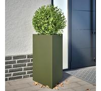 ZQQLVOO Pot de fleurs triangulaire vert olive - Pour extérieur et intérieur - 50 x 43 x 75 cm - Acier