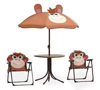 ZQQLVOO Salon de jardin, petit balcon, canapé de jardin, 3 pièces, pour enfants, avec parasol Marron