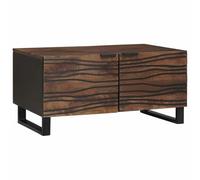 ZQQLVOO Table Basse de Salon avec Rangement en Manguier Massif et Pieds en Fer - Design Rustique-Industriel avec Portes à Charnière et Surface Résistante aux Taches,