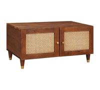 ZQQLVOO Table Basse Moderne en Bois de Manguier avec Étagères et Porte à Charnière - Design Rectangulaire Épuré pour Salon Contemporain, Rangement Pratique et Style