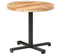 ZQQLVOO Table de bistro ronde Ø 80 x 75 cm en bois de manguier brut avec pied en fer - Plateau de table en bois dur tropical fait à la main pour l'intérieur et le jardin - Solution de table de