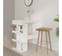 ZQQLVOO Table de bureau, table basse, table de bar, table de bar, avec étagère, blanche, 100 x 50 x 101,5 cm