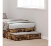 ZQQLVOO Table de chevet en chêne fumé 80 x 36,5 x 16,5 cm avec 2 tiroirs en bois - Table d'appoint moderne avec espace de rangement et design fin pour chambre à coucher