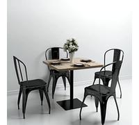 ZQQLVOO Table de salle à manger, de cuisine, de conférence, de bar, de bistro, en MDF et acier, carrée, 80 x 80 x 75 cm, aspect chêne